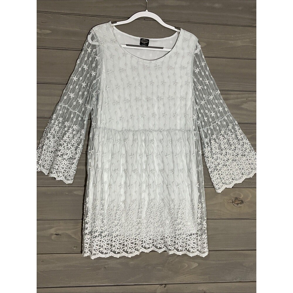 Cal Style Light Blue Lace Dress Womens L  Wedding Coastal Cottagecore